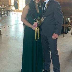 Emerald green birdy grey bridesmaid dress